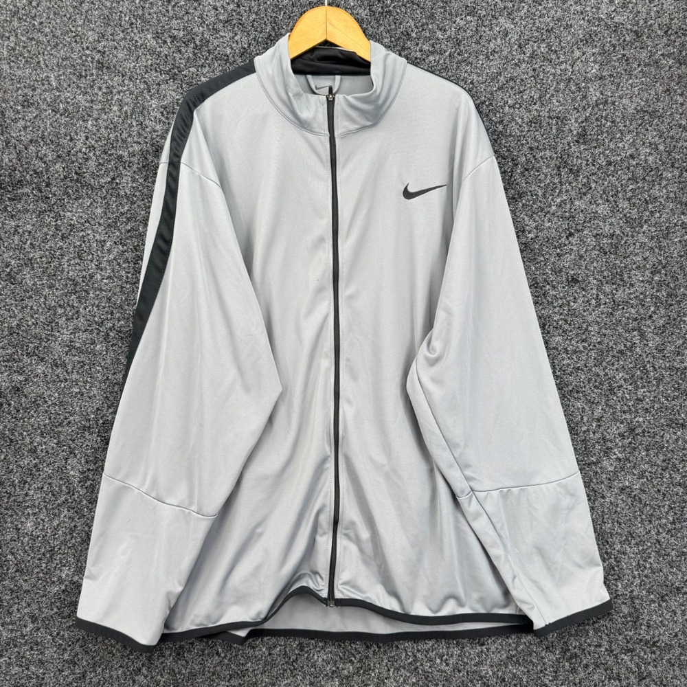 Nike Mens Full Zip Track Jacket Grey Black Swoosh Size 4XL Big & Tall